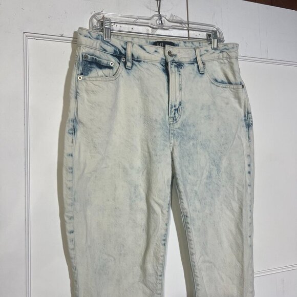 GAP Acid Wash Boyfriend Jeans Baggy Straight Leg Size 10 / 30 Light Blue Stretch - Picture 3 of 9